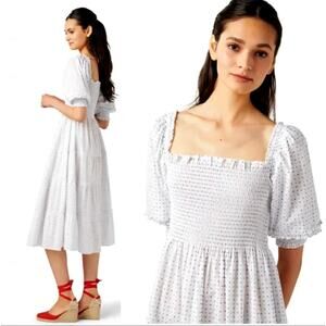 Hill House The Nesli Nap Dress $178 Paisley Puff Sleeves Midi Cottagecore XXS